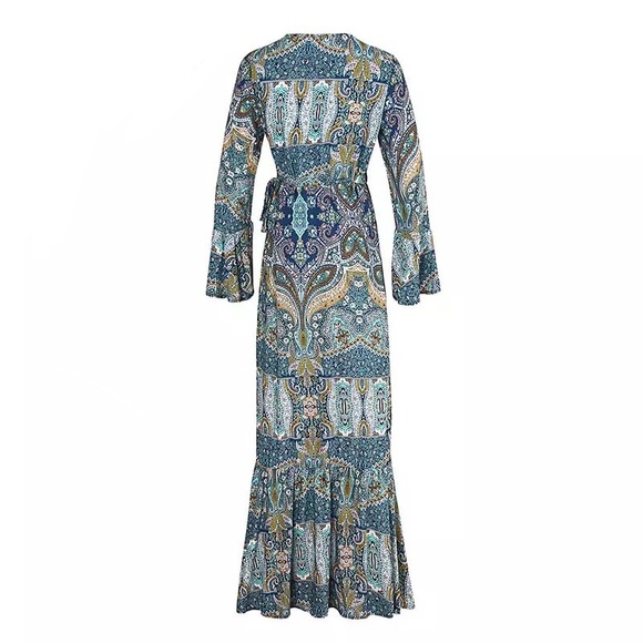 NEW Bohemian Paisley Print Maxi Wrap Dress - Picture 10 of 11